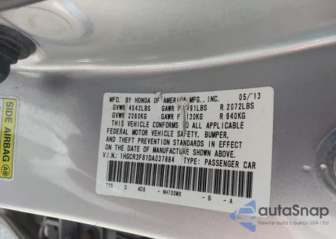 2013 Honda Accord Ex-L V-6 из США, поврежденный, VIN 1HGCR3F81DA037884